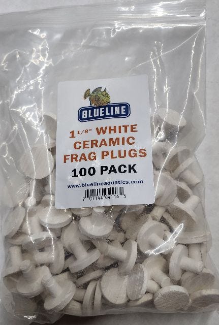 Ceramic Round White 1-1/8" Frag Plugs - 100 Pack