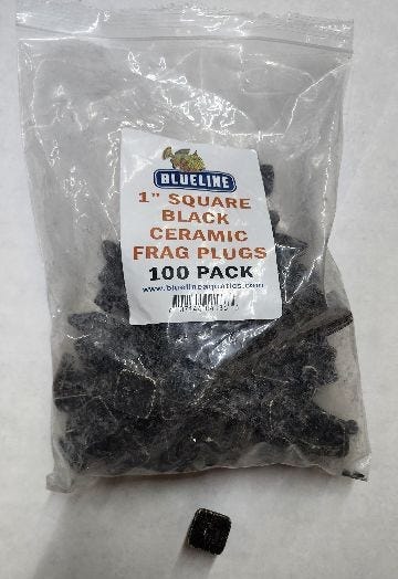 Ceramic Square Black 1" Frag Plugs - 100 Pack