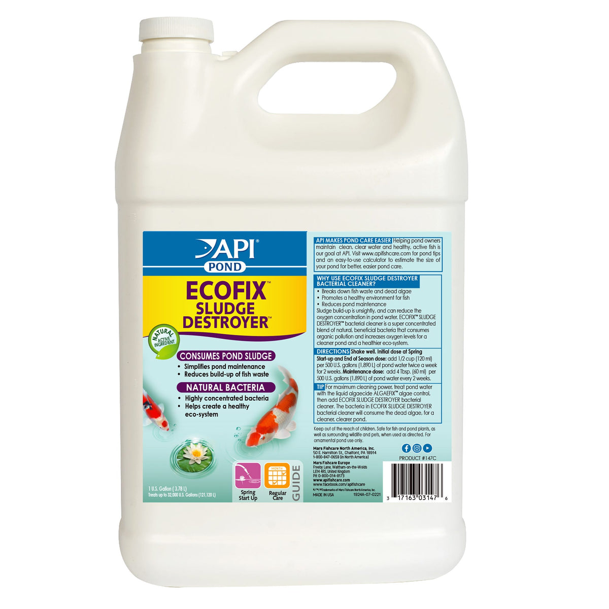 API Pond Ecofix Sludge Destroyer Pond Water Clarifier And Sludge Remover Treatment 1-Gallon Bottle