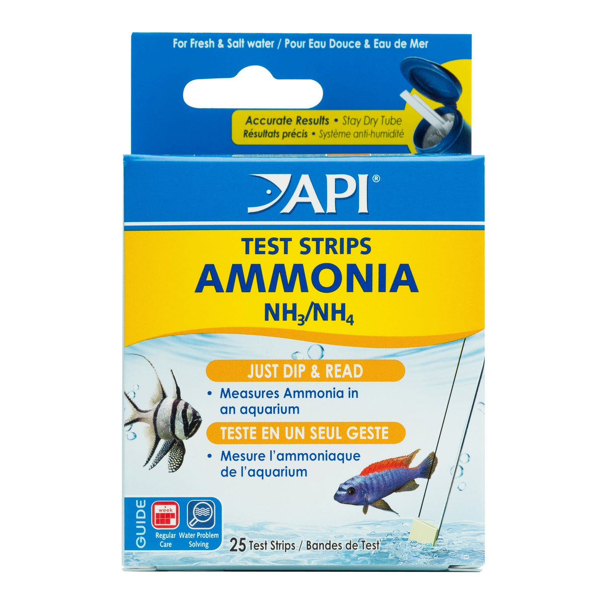API Ammonia Test Strips - 25-Test Box For Freshwater And Saltwater Aquarium - EXPIRED