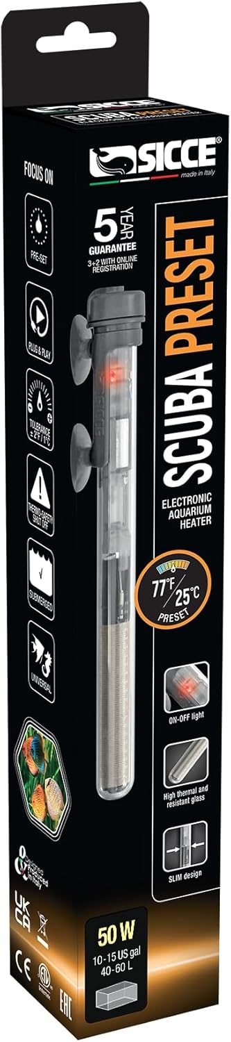 SICCE SCUBA Preset 50 Submersible Heater - 50 Watt