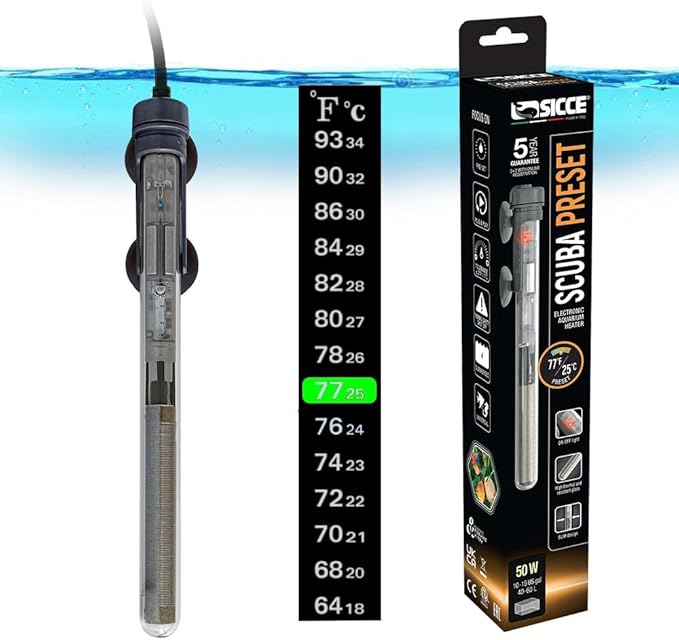 SICCE SCUBA Preset 50 Submersible Heater - 50 Watt