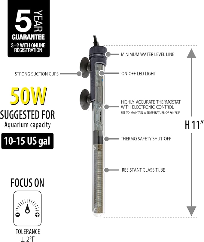 SICCE SCUBA Preset 50 Submersible Heater - 50 Watt