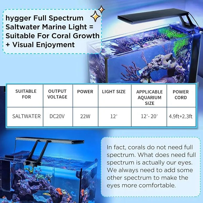 Hygger Clip On Saltwater Aquarium LED Light