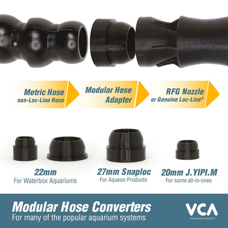 VCA 22mm Waterbox Aquarium Modular Hose to 1/2" RFG Adapters (set of 2)
