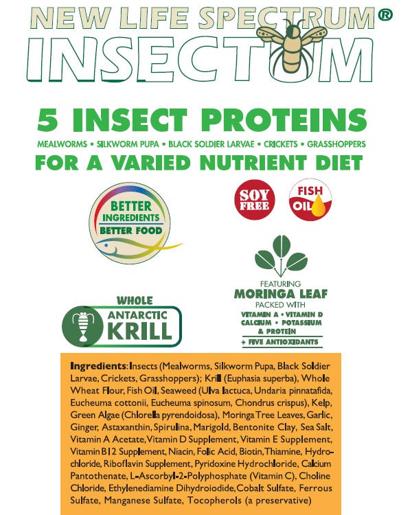 New Life Insectum Food - Large Sinking Pellet (3mm-3.5mm) - 2200g Bag
