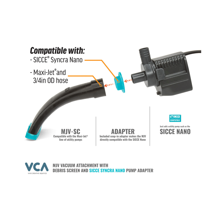 VCA Maxi-Jet Vacuum Pump Attachment with Debris Screen & SICCE Nano Adapter