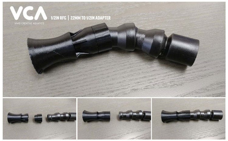 VCA 22mm Waterbox Aquarium Modular Hose to 3/4" RFG Adapters