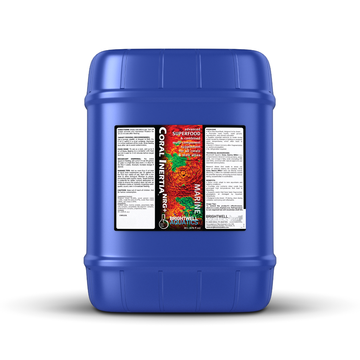 Brightwell Coral Inertia NRG+ - Advanced Coral Superfood - 20 liter/ 5.2 gallon