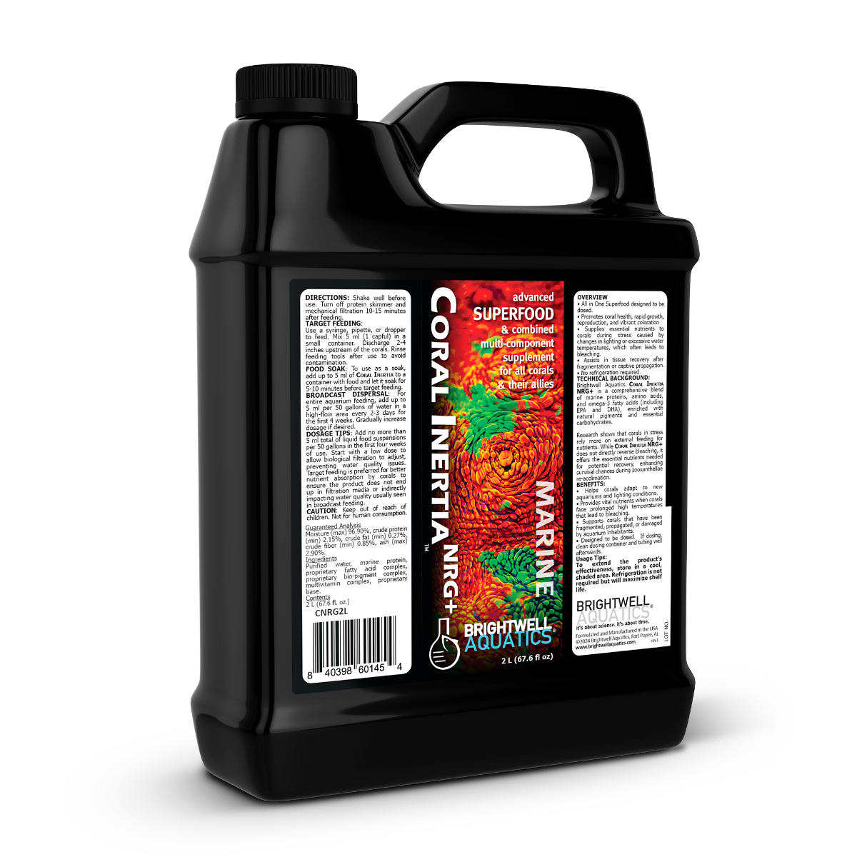 Brightwell Coral Inertia NRG+ - Advanced Coral Superfood - 2 liter/ 67 fl. oz.