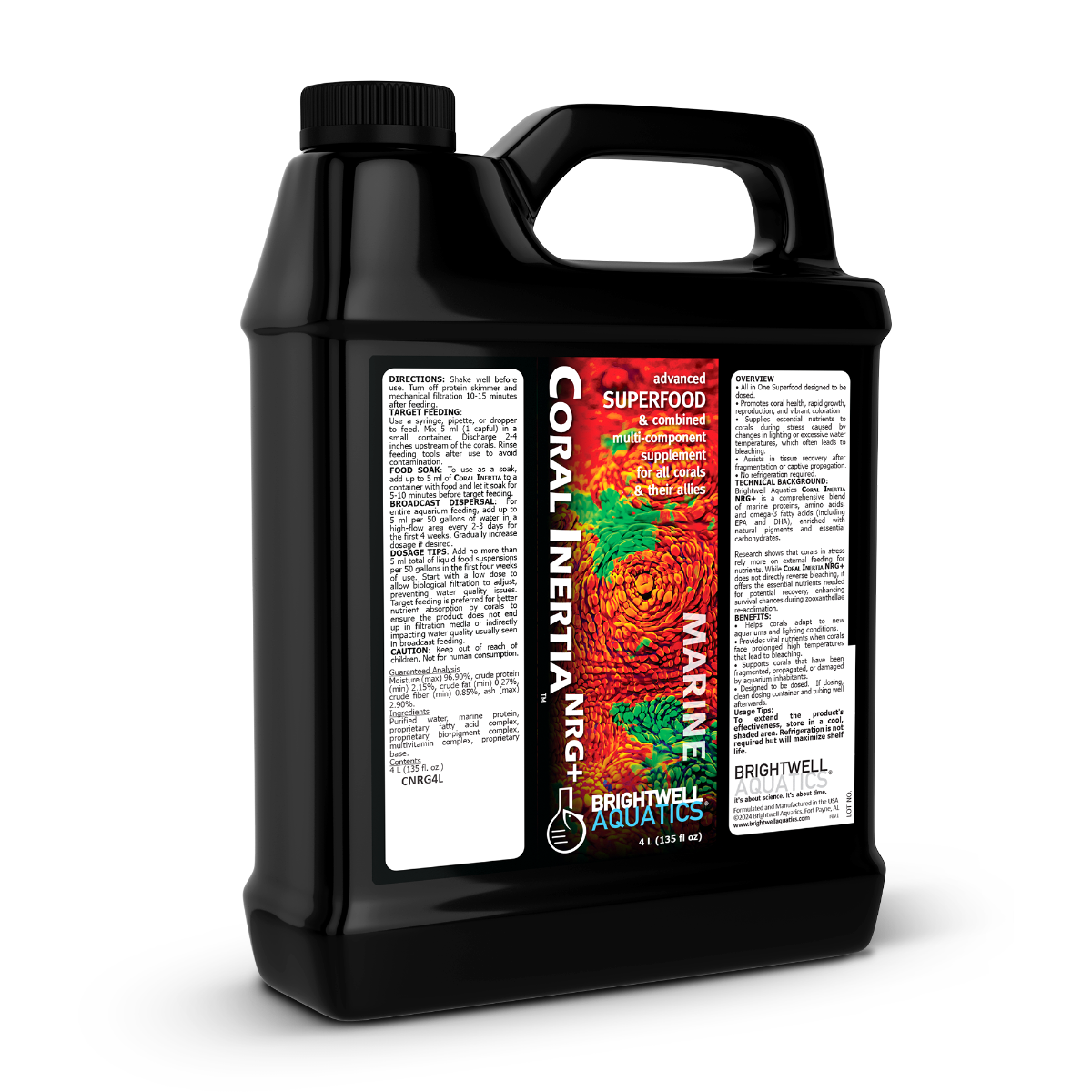 Brightwell Coral Inertia NRG+ - Advanced Coral Superfood - 4 liter/ 135 fl. oz.