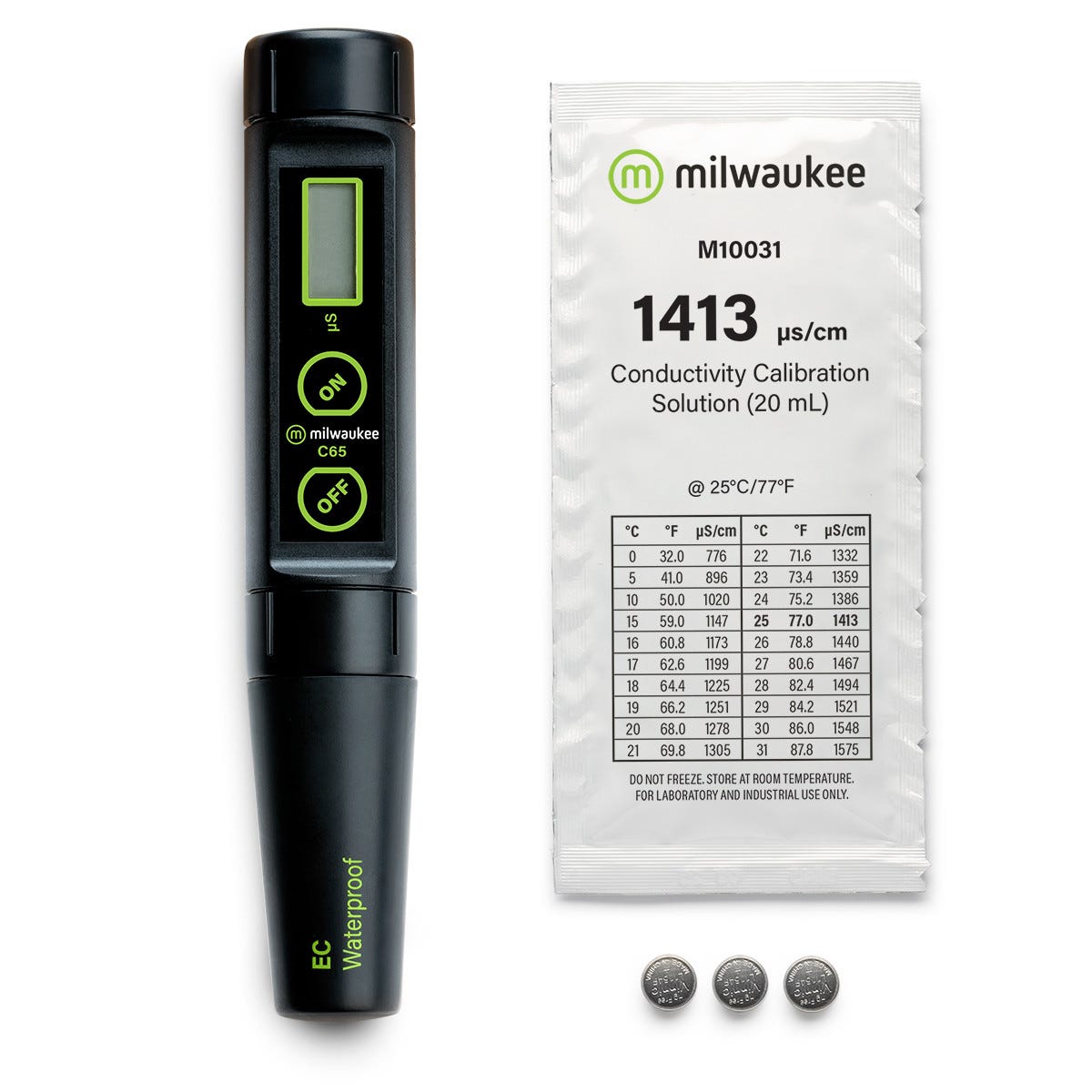 Milwaukee C65 Low Range Waterproof Conductivity Pen with ATC and Replaceable Electrode