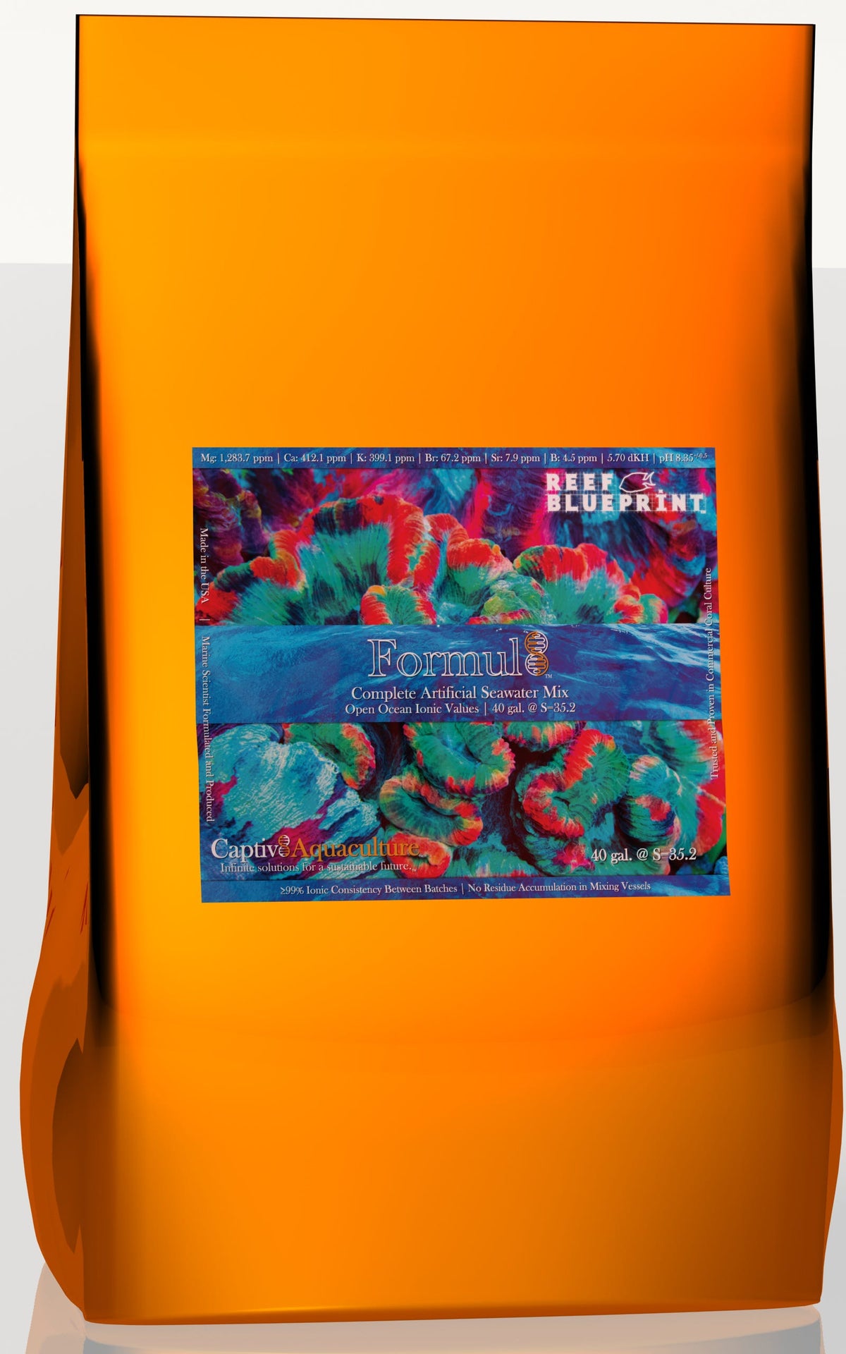 Captiv8 Reef Blueprint Formul8 ASW 40 gals., 35.2 ppt - Open Ocean Artificial Sea Water Mix