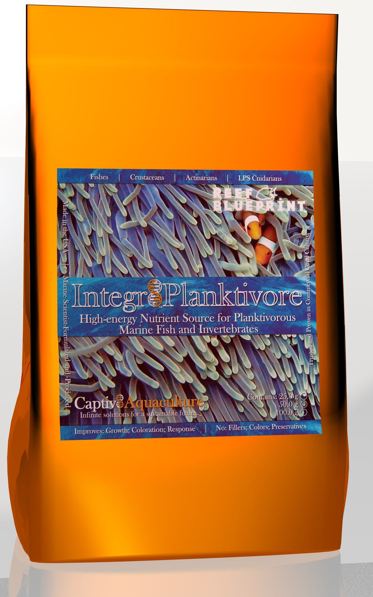 Captiv8 Reef Blueprint Integr8 Planktivore 100g - > 1,500 micron Food for Planktivorous Fish & Corals
