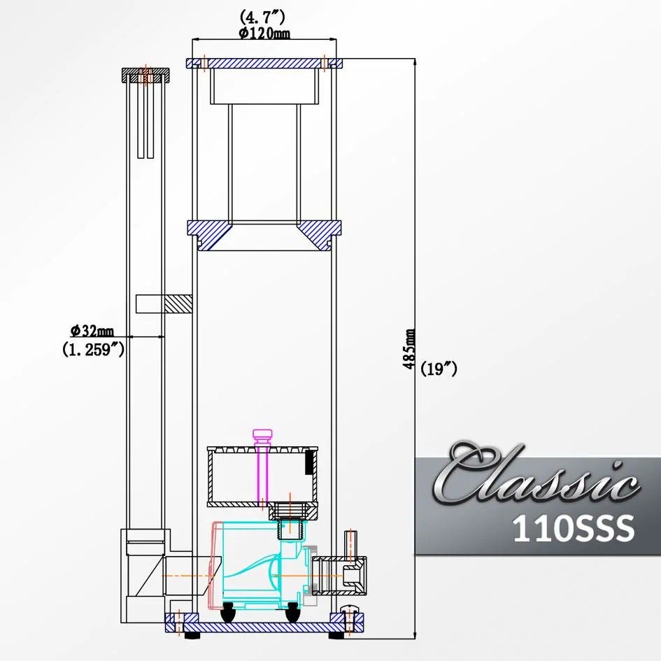 Reef Octopus 4.7" Space Saver Skimmer - CLSC-110SS