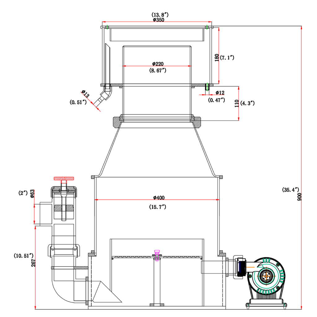 Reef Octopus SRO-8000EXT Light Commercial Protein Skimmer