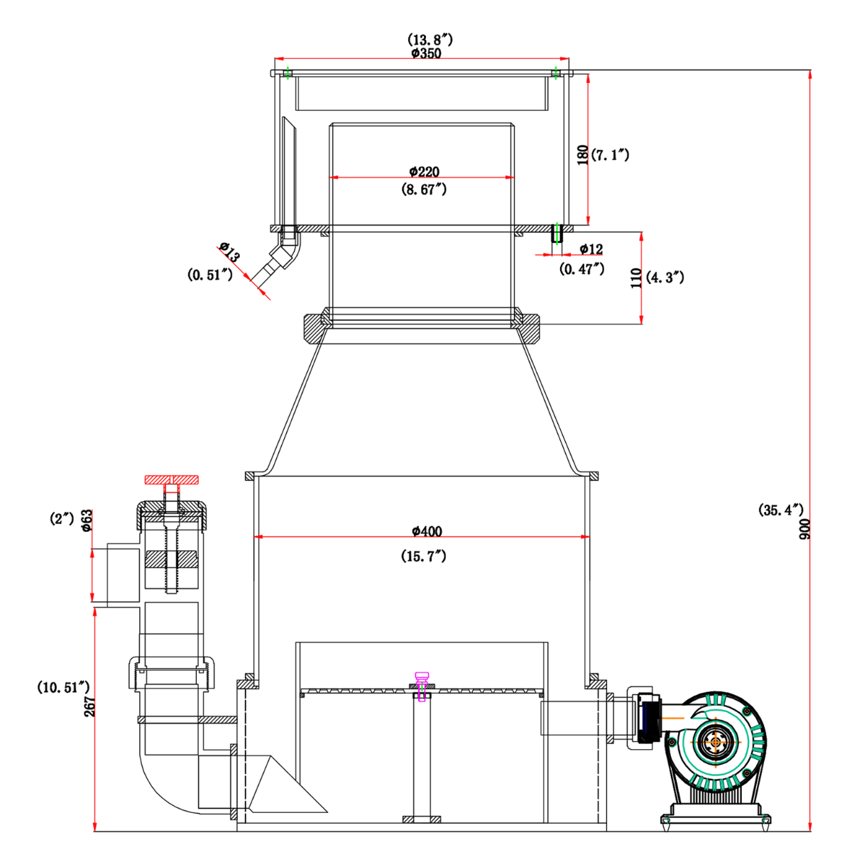 Reef Octopus SRO-8000EXT Light Commercial Protein Skimmer