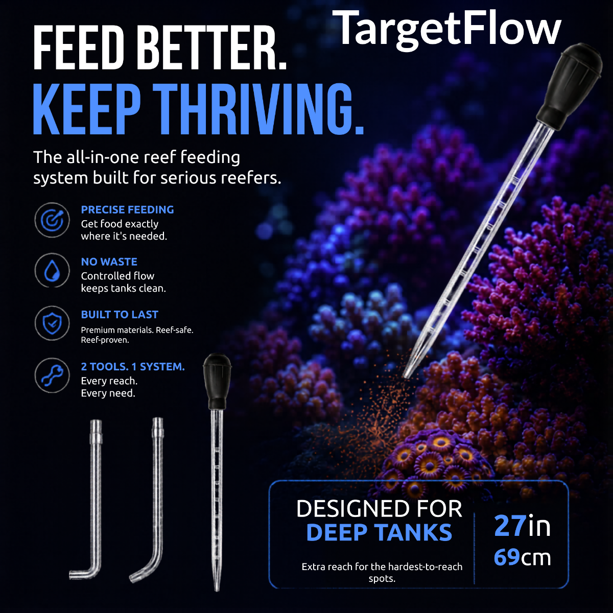 TargetFlow 4-in-1 Precision Aquarium Feeding Tool 