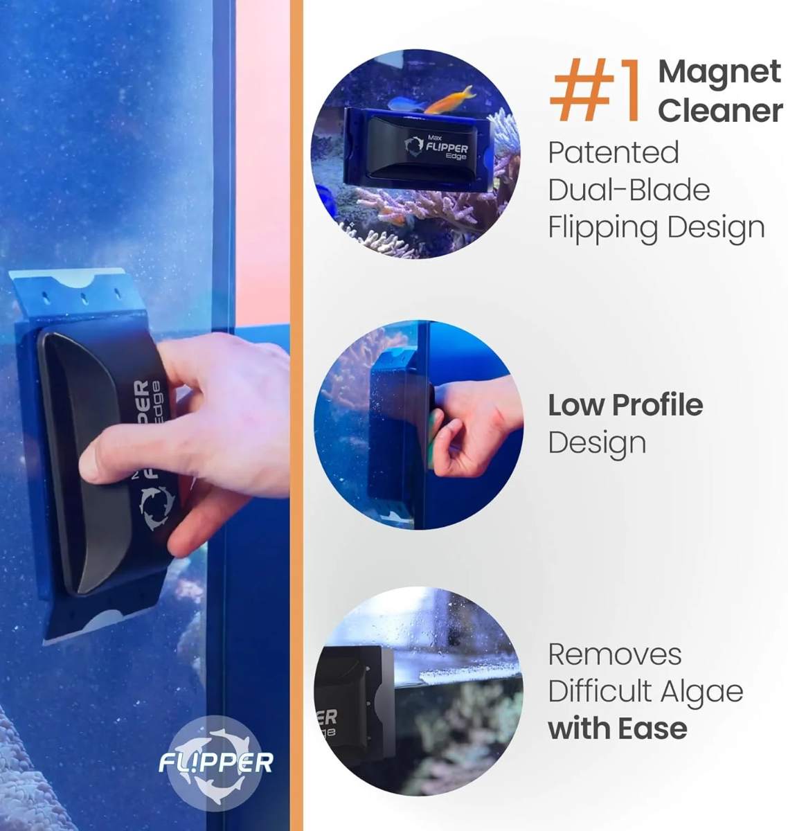Flipper Edge Floating Magnetic Algae Cleaner STANDARD