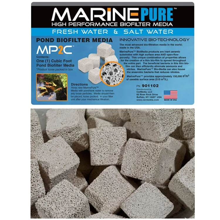 MarinePure MP2C High Performance Ceramic Biofilter Media - 1/2-cubic foot, CUBES