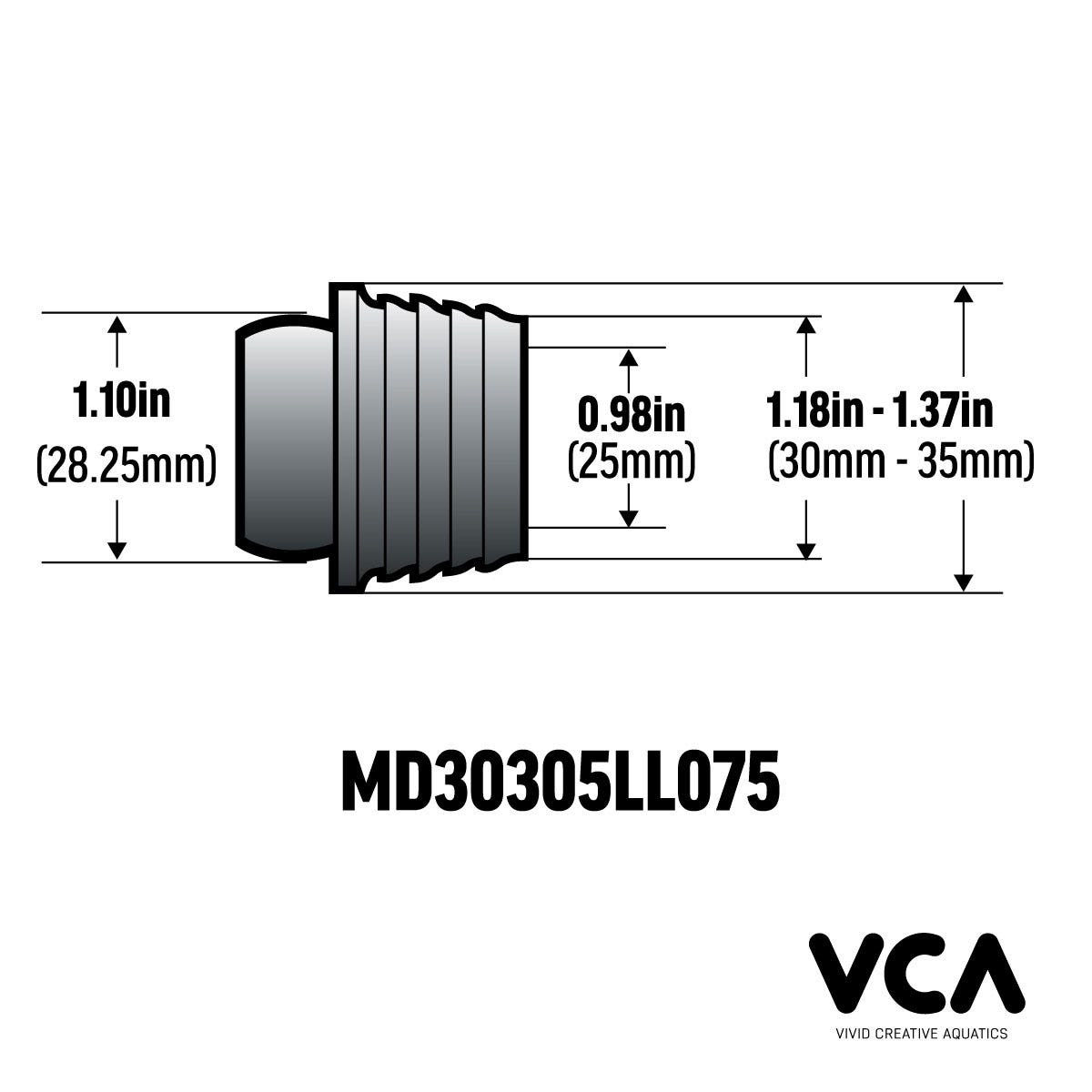 VCA Multidapter 3035-75 - 30-35mm pipe socket to 3/4in LocLine Adapter