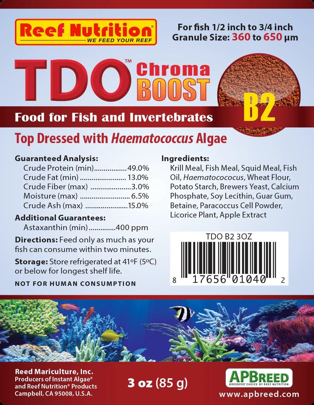 Reef Nutrition Chroma Boost B2 (360-650µm) 3 oz
