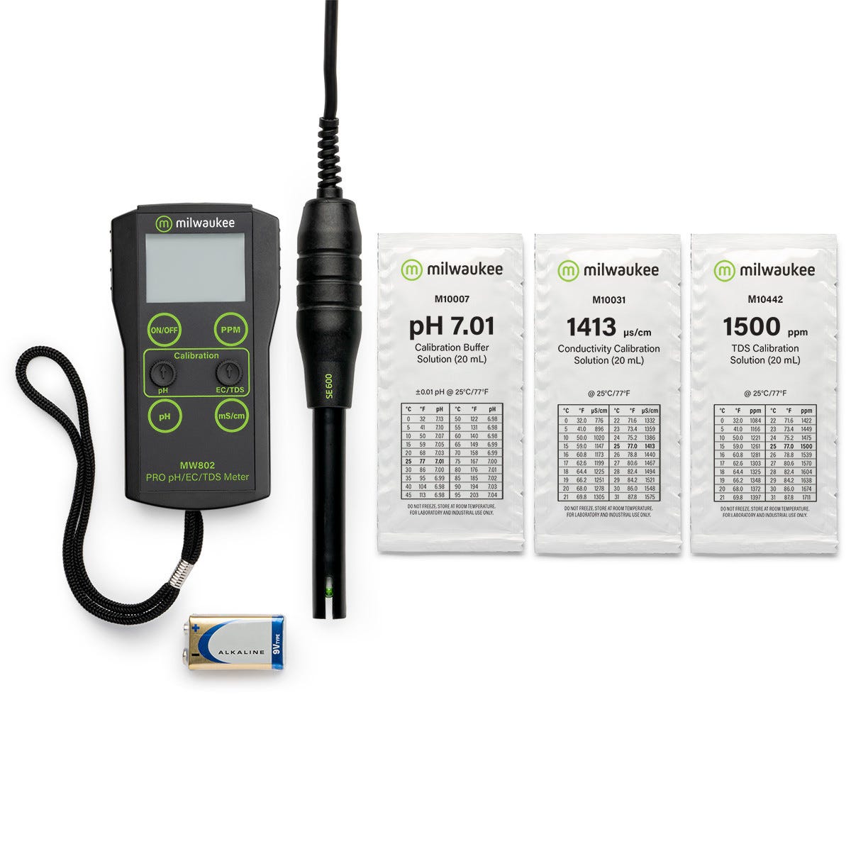 Milwaukee MW802 PRO 3-in-1 pH, EC, TDS Combo Meter with ATC