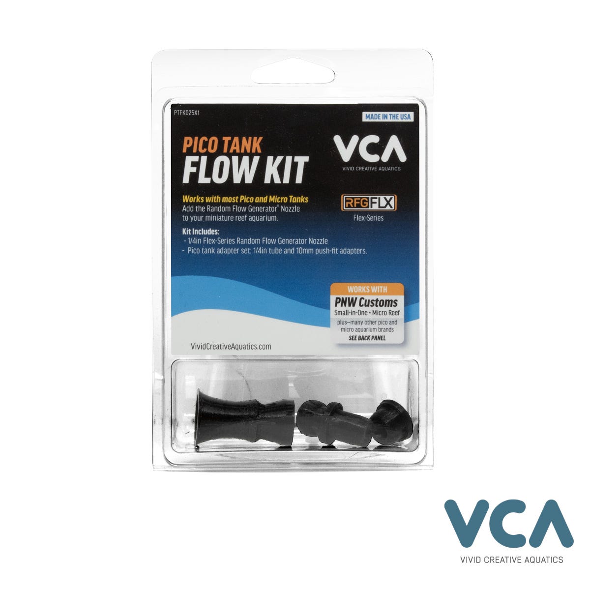 VCA Pico Tank Flow Kit with Single Flex-Series 1/4" Random Flow Generator Nozzle