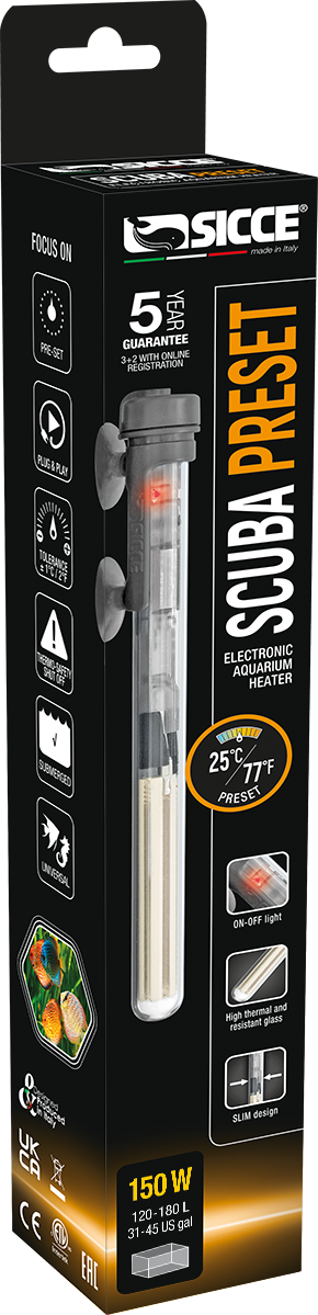 SICCE SCUBA Preset 150 Submersible Heater - 150 Watt