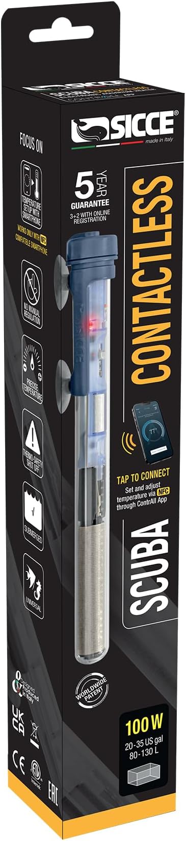 SICCE SCUBA Preset 100 Submersible Heater - 100 Watt