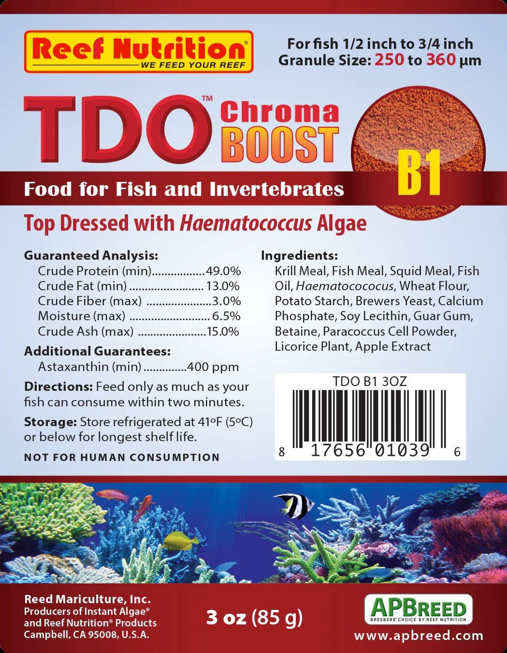 Reef Nutrition Chroma Boost B1 (250-360µm) 3 oz