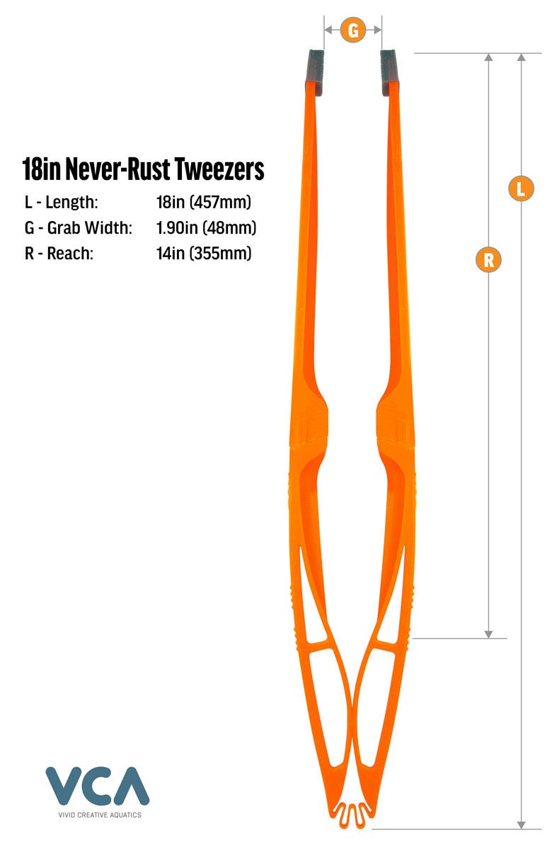 VCA 18" Never-Rust Tweezers - Sunset Orange